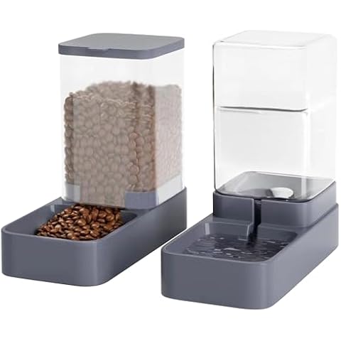 Tokenkuko Automatic Cat Feeder and Water Dispenser with Pet Food Bowl,Gravity Food Feeder and Waterer Dispenser in Set for Small Medium Dog Puppy Kitten Rabbit Bunny Large Capacity(3.3L x 2) Cover