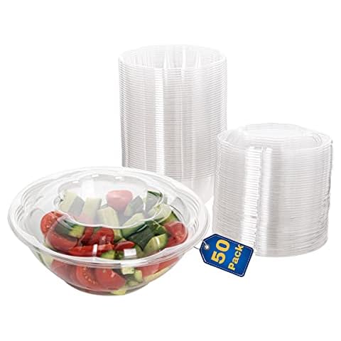 Smygoods Plastic Salad Bowls with lids Disposable Cover