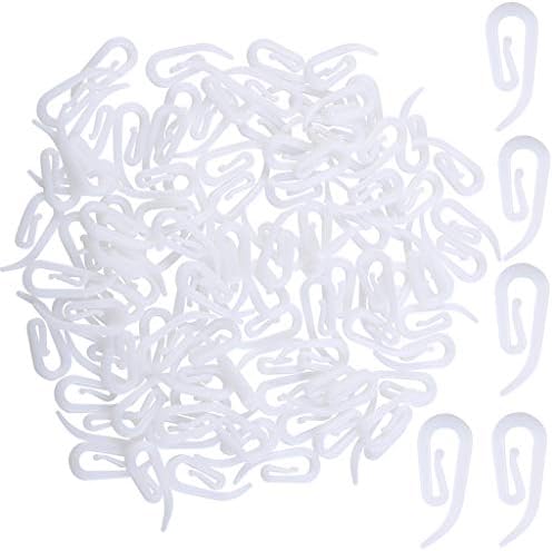 Sukmax Plastic Curtain Hooks for Window Curtain or Door Curtain,Plastic Curtain Header Tape Drapery Hooks 150 Pack 2.8x1.2cm