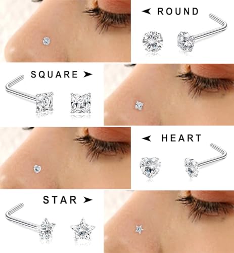 SEEDRILL 18G Nose Rings studs for Women L Shape Nose Studs Piercing Jewelry by SEEDRILL - Used condition - Image 2