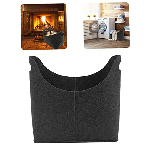 Felt Firewood Basket,Log Baskets For Wood,Foldable Fireplace Storage Bag Fireside Wood Carrier Holder Black #TOP5