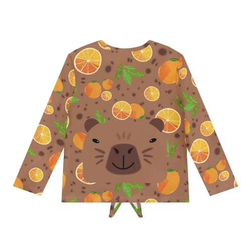 Long Sleeve Shirt for Girls Kids Cute Tie Knot Front Tops Printed Casual Tees Crewneck Shirts Blouse Fall Outfits2