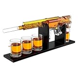 AR15 Gun Decanter Birthday Gifts for Men Dad, Whiskey Set - Rifle Limited Edition, Silencer Stopper - 800 ml & 12oz Bullet Glasses - Father Gift - Drinking Party, Liquor, Vodka Tik Tok Viral Dispenser