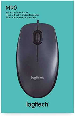 Logitech M90 Wired USB Mouse, 1000 DPI Optical Tracking, Ambidextrous PC / Mac / Laptop - Black, One size, (910-001793)