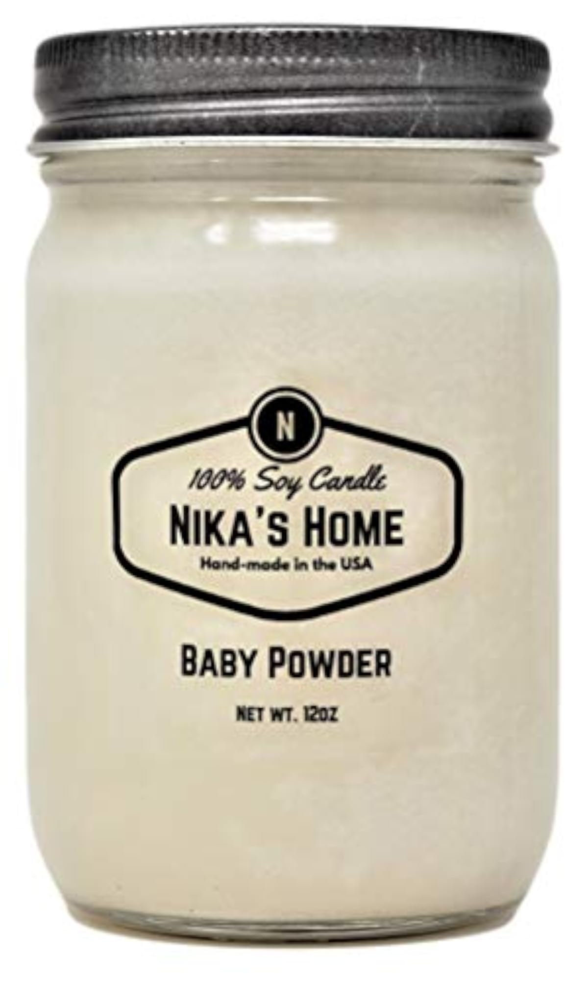Nika's Baby Powder Soy Candle - 12oz Mason Jar