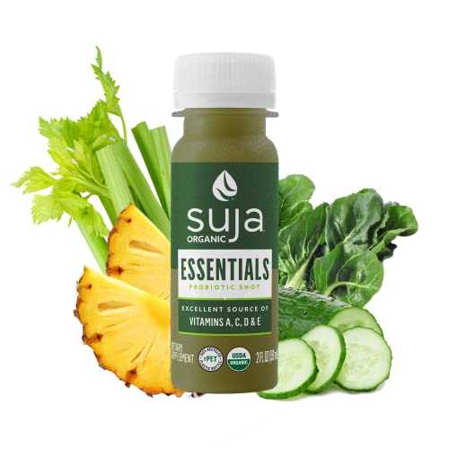 Suja Organic Essentials Probiotic Shot (90 Pack) with Greens and Adaptogenic Reishi | Immunity Boost & Support | Functional Shots | Cold-Pressed Juice with Live Probiotics | Plant-Based & Gluten-Free