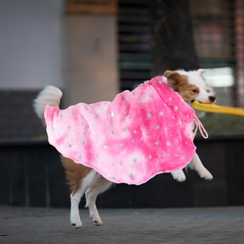 Disfraz para perro capa navideña tamaño S rosa miniatura 3
