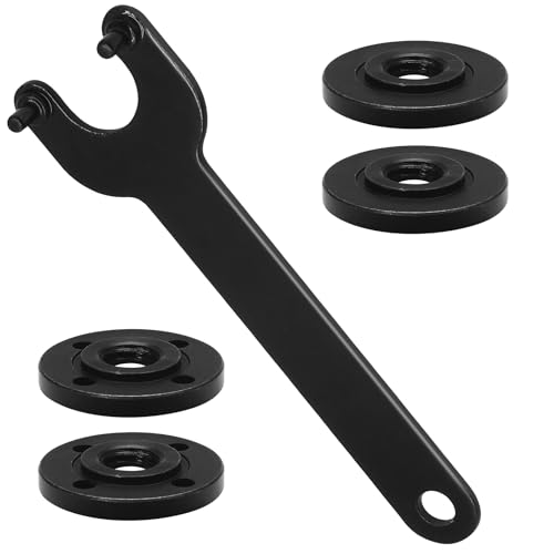 Litoexpe Llave angular negra para amoladora con 4 tuercas de bloqueo de metal de 5/8-11, compatible con Dewalt Milwaukee Makita 193465-4 Bosch Black & Decker Ryobi de 4.5 pulgadas 5/8-11