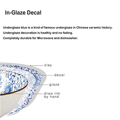 Yalong Japanese Style Deep Soup Bowls Set Of 6, 6 Inch Cereal Bowls Assorted Patterns, 20 Oz Ceramic Pho Bowls Set Serving Soup Rice Salad Noodle Pasta Microwave & Dishwasher Safe #TOP7