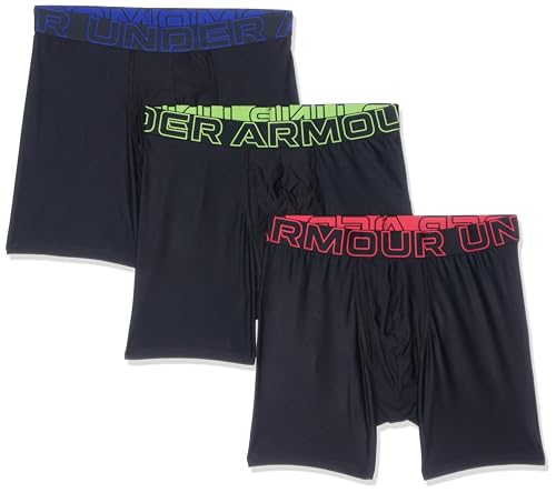 Under Armour Men's UA Performance Tech 6' 3-Pack Boxerjock Ropa Interior, Negro/Negro/Negro, M para Hombre