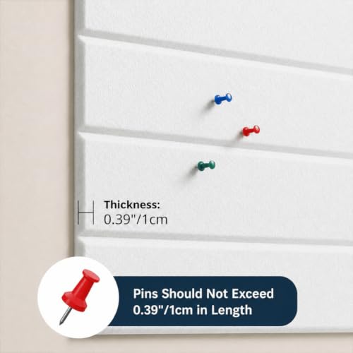 Image of Quiet Canvas Parallel Pinboard, 1x1 ft, Pack of 6, 50 PushPins, (White)