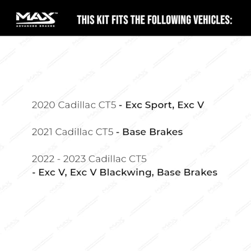 Image of Max Advanced Brakes Front & Rear Brake Kit Compatible With 2020 2021-2023 Cadillac CT5 Base Brakes Excl. V Blackwing Replacement Geomet Coated OE Disc Brake Rotors and Ceramic Brake Pads