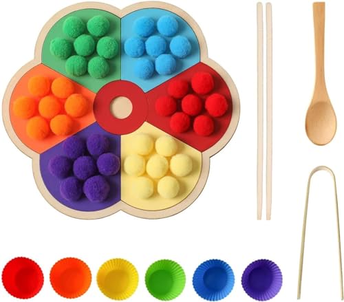 箸トレーニングおもちゃ 虹の積み木 木製パズル 形合わせ ボールマッチング 木のおもちゃ モンテッソーリ お箸練習 色認識 指先訓練 子ども おもちゃ 誕生祝い 出産祝い 知育玩具 ギフト 贈り物