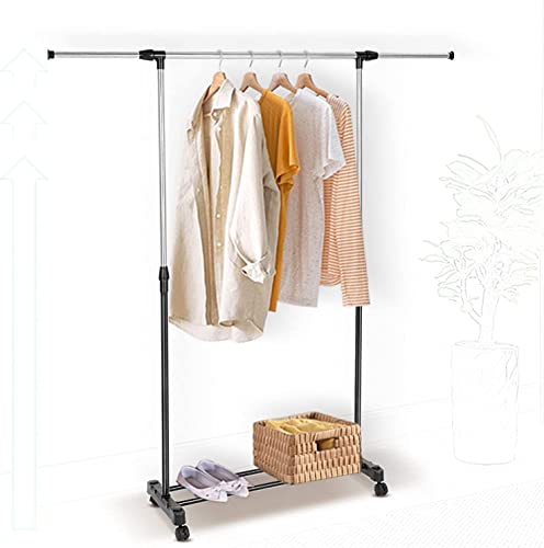 Supernic Hanging Rails for Clothes Adjustable Clothes Rail with Wheels (88-150) x 42 x (80-157) cm Small Clothing Rails Tidy Clothes Rack Narrow Garment Coat Rack Stand Metal for Bedroom Black - Image 8