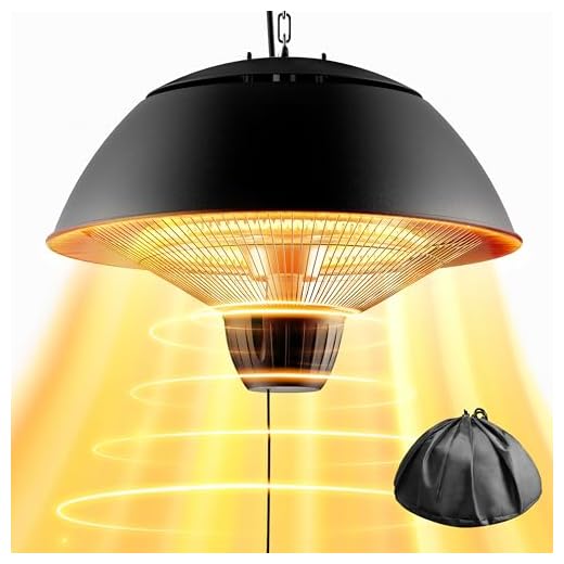 Electric Outdoor Heater, 1500W Hanging Ceiling Mounted Infrared Patio Heater for Outdoor Use, Waterproof Electric Heater for Porch, Balcony, Garage, Adjustable Height, Black