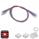 ZZHOB 25PCS Pre-Wired Micro Blinking LEDs(Light Mode: Flashing Red Light) 0805 SMD LEDs + Battery Holder & Connector(No Need Resistor) for Beginner Model Building