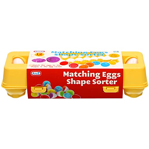 Padgett Bros A to Z Matching Eggs Shape Sorter, 12 Pieces Educational Toy, Colour Recognition Learning Set