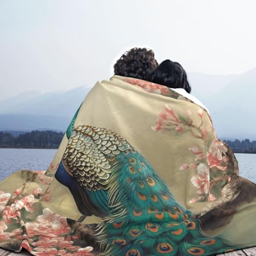 Plaid en flanelle paon oriental couverture douce pour lit - 7