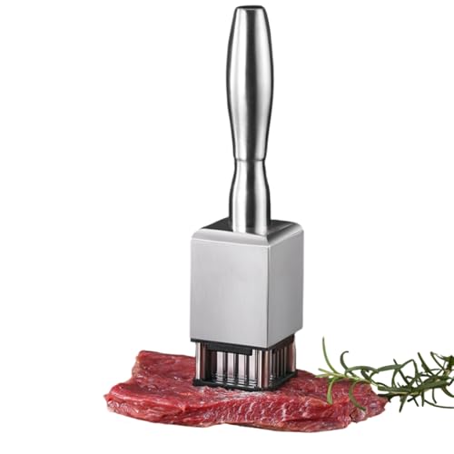 RoseFlower Attendrisseur à Viande 2 en 1 avec Aiguille et Marteau, maillet à Viande en Acier Inoxydable avec poignée antidérapante, attendrisseur à Steak Double Face, Lavable au Lave-Vaisselle