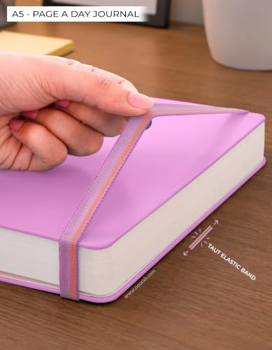 Image of NEORAH -A5 DOTTED | 368 Pages - 110 Gsm |PAGE A DAY JOURNAL (21x14.8 cm)-Hardcover Dot Grid Notebook |Back Pocket |3 Silk Book Mark - Completely HANDMADE for Journaling,writing- LAVENDER