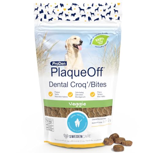 ProDen PlaqueOff Bocados Dentales para Perros – Eliminador de Sarro y Mal Aliento – Limpiador Dental 100% Natural – Mejora la Salud Bucal General – 150 g
