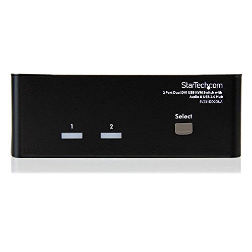 StarTech.com Commutateur KVM USB et double DVI à 2 ports avec audio et hub USB 2.0