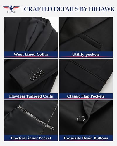 Hihawk Men's Casual Slim Fit Blazer, One Button Shawl Lapel Jacket, Lightweight Tuxedo for Dinner Prom Party Wedding3
