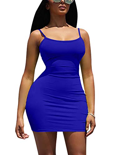 Image of LCNBA Sexy Spaghetti Strap Tank Dress Basic Backless Bodycon Club Party Mini Dress