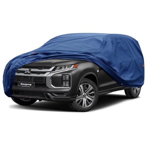 Image of Kaugung SUV Car Cover Waterproof All Weather Custom Fit Mitsubishi Outlander (2007-2025), Heavy Duty Full Exterior Cover with Breathable Vent and Anti-Theft Lock Outdoor Sun Dust Snow Protection.