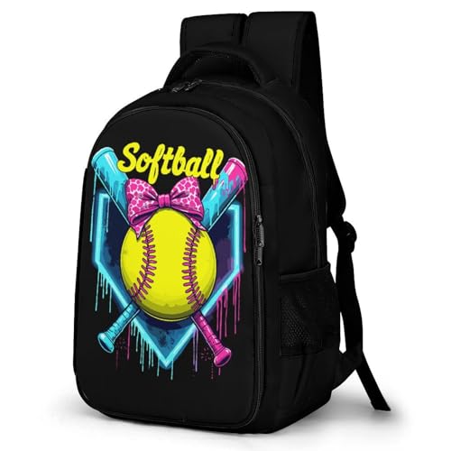 Softball Home Plate Dripping Game Day Backpack Large Capacity Backpacks Leisure Travel Daypack 12.6X7.3X16.5 Inch
