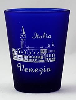 World By Shotglass Venice (Venezia) Italy Cobalt Blue Frosted Shot Glass