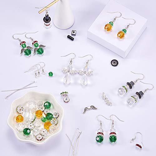 Sunnyclue 1 Box Diy Make 6 Pairs Crystal Bead Dangle Earring Making Starter Kits White Snowman Red Angel Glass Bead Christmas Tree Dangle Earrings Jewelry Craft Supplies For Beginner, Instruction #TOP4