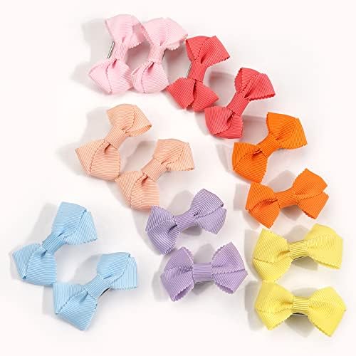 JOYOYO 40 Pcs Toddler Girls Hair Clips Baby Hair Bows Small Hair Clips for Baby Girls Toddlers Hair Bows Baby Girl Hair Clips, Mini Hair Clips for Little Girls 2 Inch Ribbon Bows
