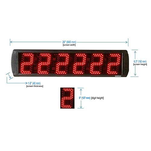 Gan Xin Portable 5'' High 6 Digits Led Race Clock With Tripod For Running Events, Countdown/Up Digital Race Timer, 12/24-Hour Real Time Clock, Stopwatch By Remote Control, Red Color #TOP1