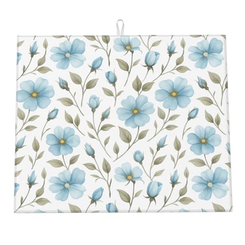 Tappetino Scolastoviglie Blue Flower Bud Tappetini Bancone Cucina Assorbente Tappetino Scolatutto Per Cucine Stoviglie Lavastoviglie 46X61Cm