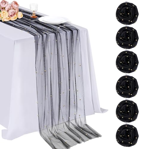 Gauze Tulle Table Runner Pearl Fabrics Sheer Veil Dessert Chiffon Pearl by LuoluoHouse - Used condition - US$32.18