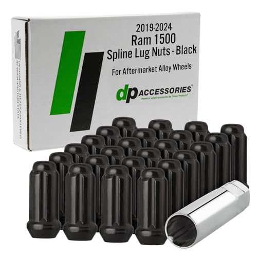 Dpaccessories Lug Nuts Compatible With 2019-2024 Ram 1500 Black Spline Style...