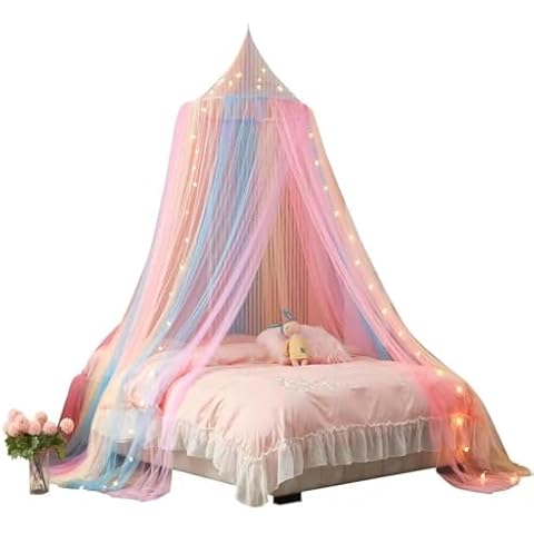 ZIQINPSQ Rainbow Bed Canopy for Girls Cover