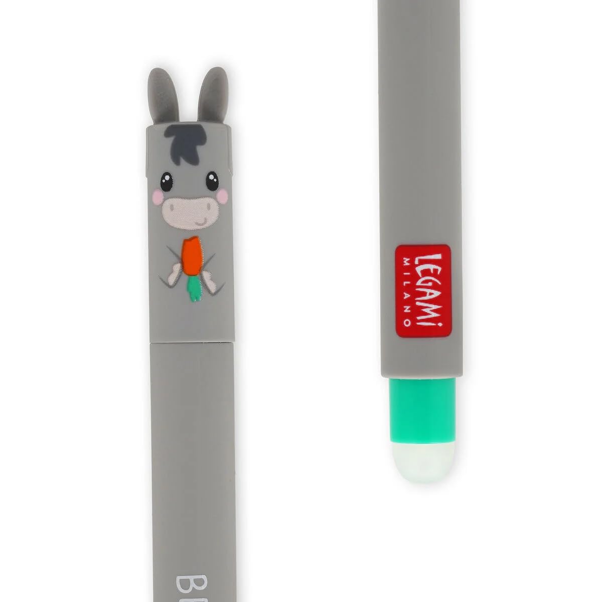 Stylos Gel Effaçables Legami - Lot De 7 - Encre Thermosensible - Pointe 0,7mm - Design Animaux Ferme Et Casse-Noisette