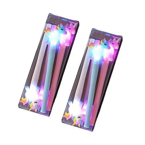 STOBOK 2個 Ledライティングペン 子供の暗闇で光るペン ノベルティライティングペン ホテル フロント ペン バルクキッズ マジックペン ユニコーンゲルインクペン ステーショナリー
