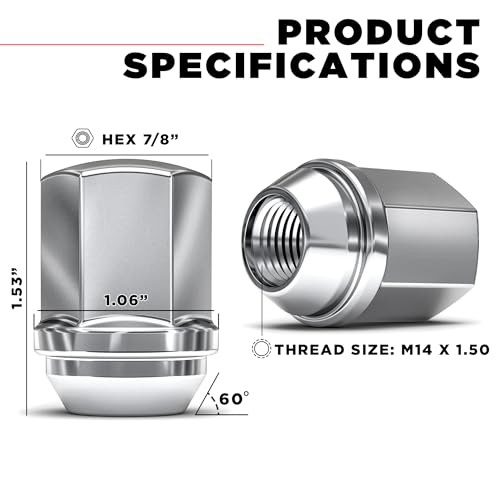 White Knight M14x1.5 Lug Nuts for Select GM and CDJR, Solid Piece Factory Style Chrome Standard (1.56") Duplex Bulge Acorn - 1709D-24AM, 24 Pack
