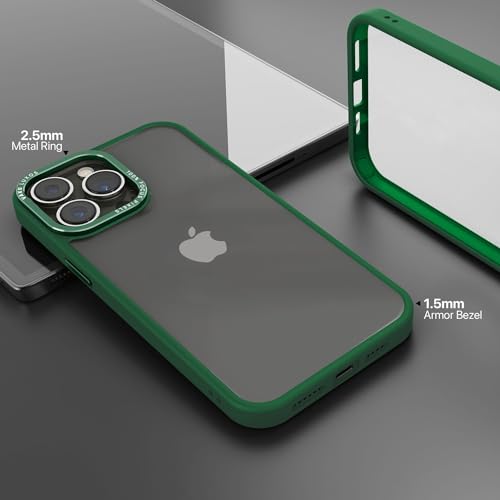 Image of Vaku Luxos Trans Armor for iPhone 14 Pro Case Cover, 6 Feet Drop, Metal Ring Camera Protection, Shockproof, Scratch Resistant, Slim, Compatible with iPhone 14 Pro Back Cover - Green
