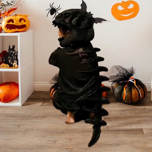 Disfraz de dinosaurio esqueleto negro enterizo de algodón cómodo 7