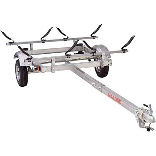 Malone MPG586XV EcoLight 2 Kayak Trailer with 2 V-Rack Kayak Carriers | 14' / 400 lbs Capacity | Fully Submersible | Marine Grade Galvanized Steel Construction