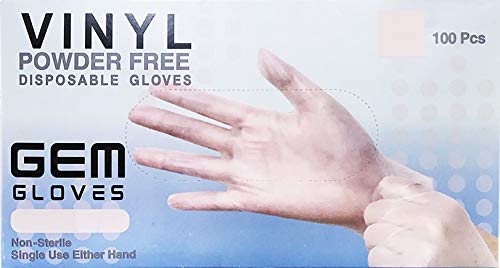 Gemorie GEM Gloves Vinyl Powder Free Disposable Gloves - 100 PCS (Small)