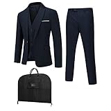 cloudstyle costume homme 3 pièces mariage slim fit smoking casual veste gilet et pantalon avec housses à vêtements bleu marine l