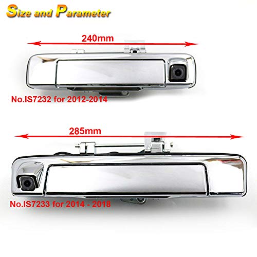 HD Auto Vehicle Car Van IP68 1280Pixels 170° Trunk Handle Button Tail Gate Rear View Reversing Backup Camera Parking Aids System Compatible with Isuzu D-MAX (NO.IS7232(240mm)) - Image 3