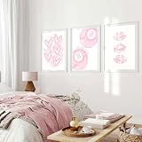 3 Póster de dormitorio para niña adolescente Aesthetic Cuadro rosa y blanco, decoración de dormitorio