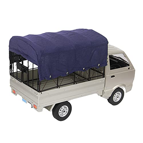 RC Car Trunk Canvas, Railing Fence Tent Frame Shed Hood Cover Decoration for WPL D12 RC Truck Car(Blue)