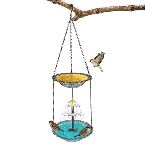 Baño de pájaros al aire libre con bomba de agua para patio y pasamanos 8